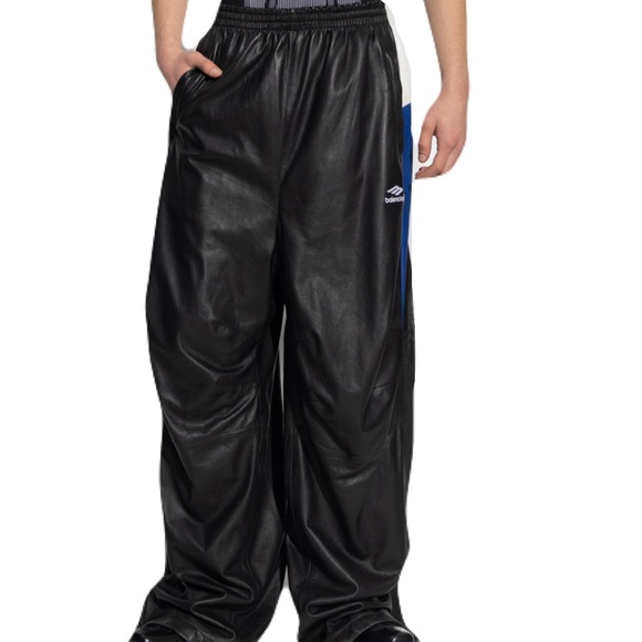 BALENCIAGA LEATHER 3B SPORTS ICON PANTS - Picture 1 of 14